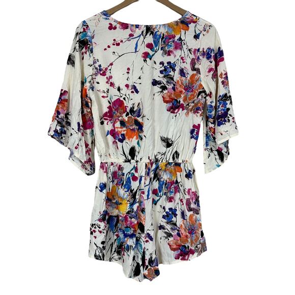 Umgee Romper Womens S Floral Cotton 3/4 Kimono Sleeve Boho Festival Lightweight - Picture 4 of 6